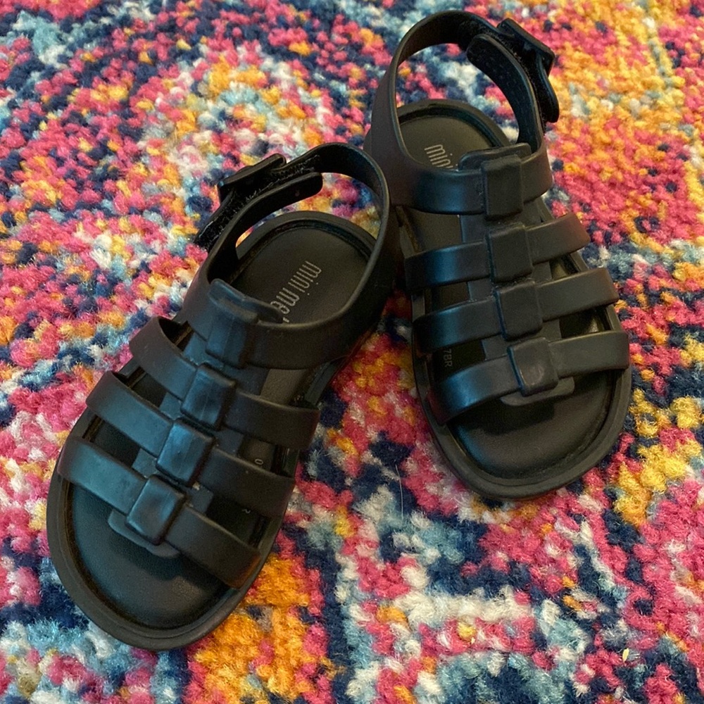 Black Mini Melissa Flox Jelly sandal, US Toddler 5